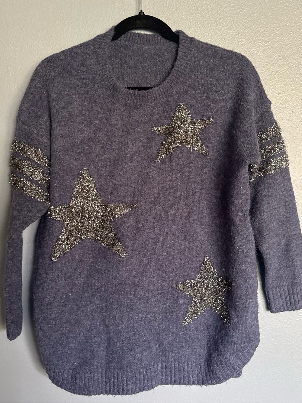 Sparkle Star Crewneck Sweater - Gray